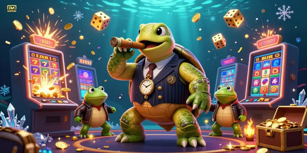 Experience thrilling SV388 cockfighting action with vibrant characters and casino excitement in this detailed illustration.