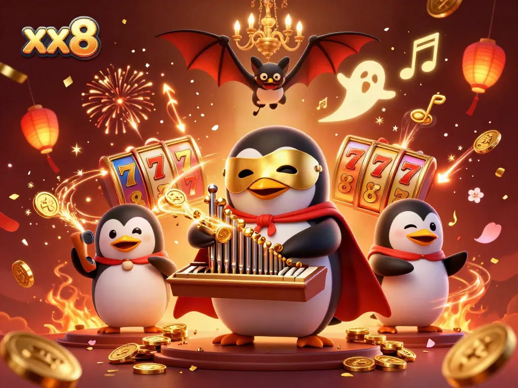 Experience the excitement of xx 8 with golden coins and dynamic casino elements in a vivid 3D scene.