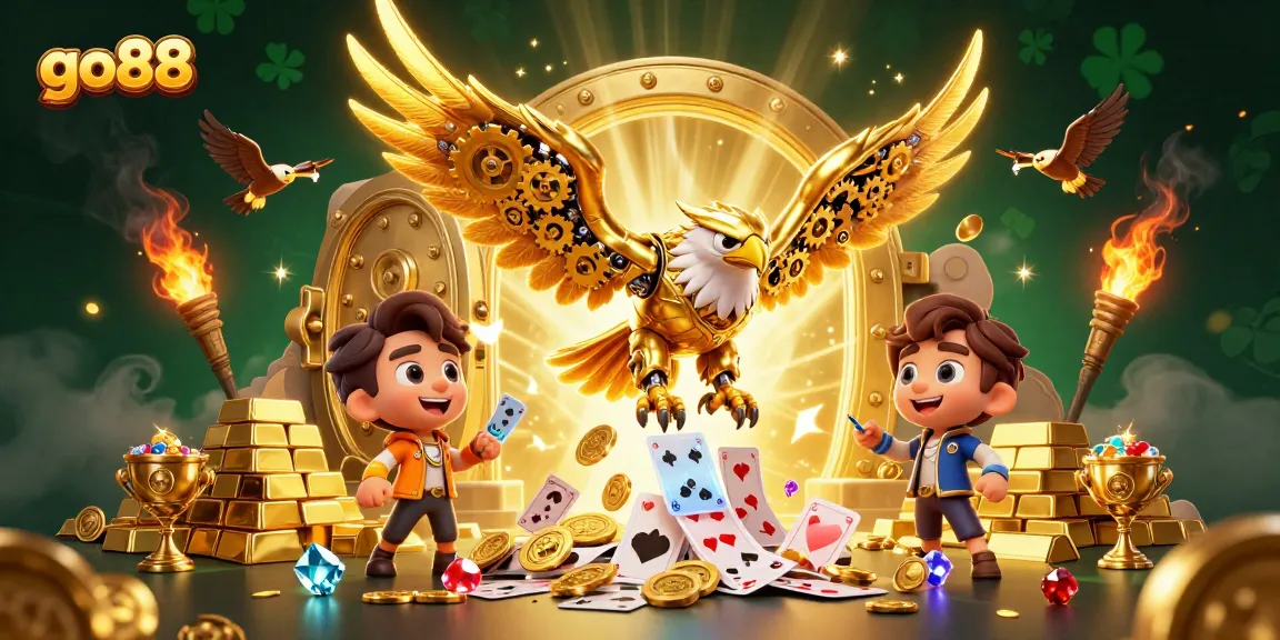 Experience thrilling gameplay with go88 in a vibrant casino scene filled with golden treasures.