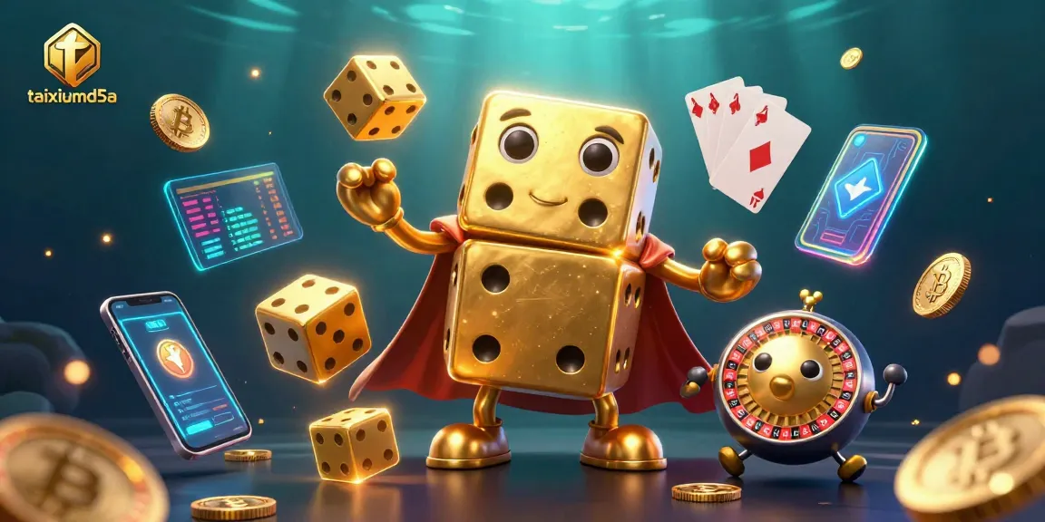 Players engage with taixiumd5a's immersive features, with golden dice and crypto elements highlighting casino excitement.