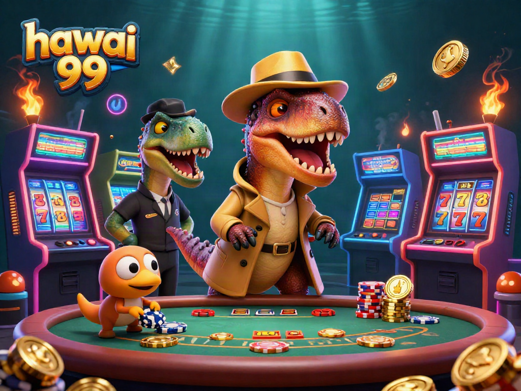 Experience thrilling gameplay at hawai 99 with animated characters and colorful casino elements.