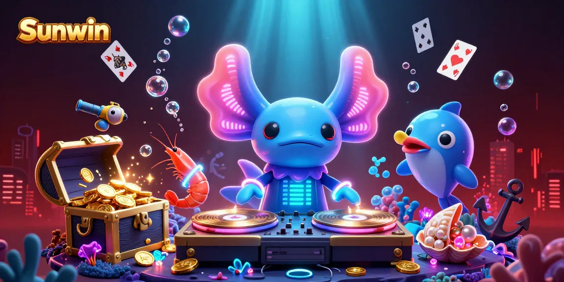 Sunwin offers an exciting underwater casino adventure with colorful characters and vibrant elements.