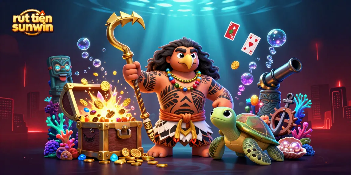 Experience rút tiền sunwin with an animated, vibrant 3D illustration depicting dynamic casino elements.