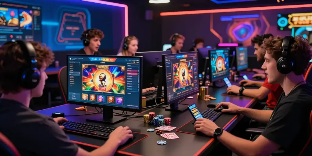 Playful atmosphere at luxury333's online gaming platform showcasing slot games in a vibrant environment.