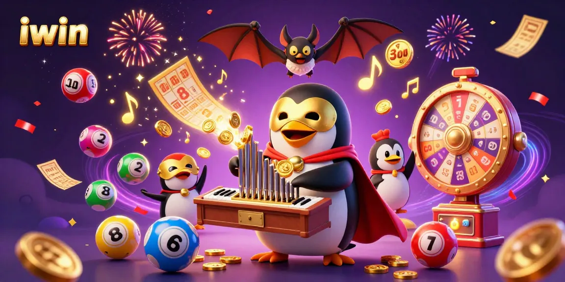 Spin to win at iwin with colorful lottery balls and exciting casino elements in vibrant 3D.