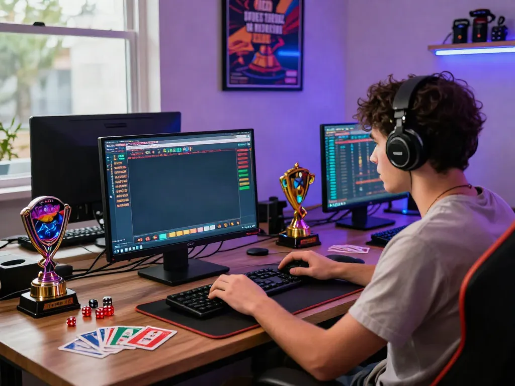 Exciting online gaming setup showcasing amanahtoto in action with vibrant decorations.