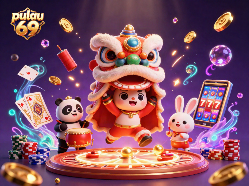 Watch pulau 69 come alive with a vibrant lion dance, drumming panda, and colorful casino elements!