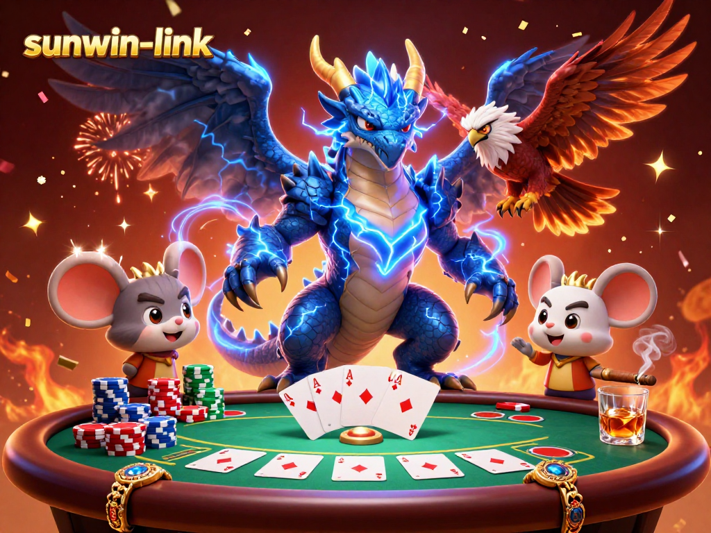 Engage with sunwin-link as vibrant characters clash in a thrilling poker showdown with electrifying graphics.