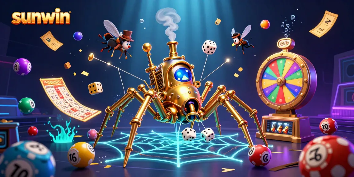 Experience sunwin’s thrilling world of rewards as a steampunk spider weaves its golden web.