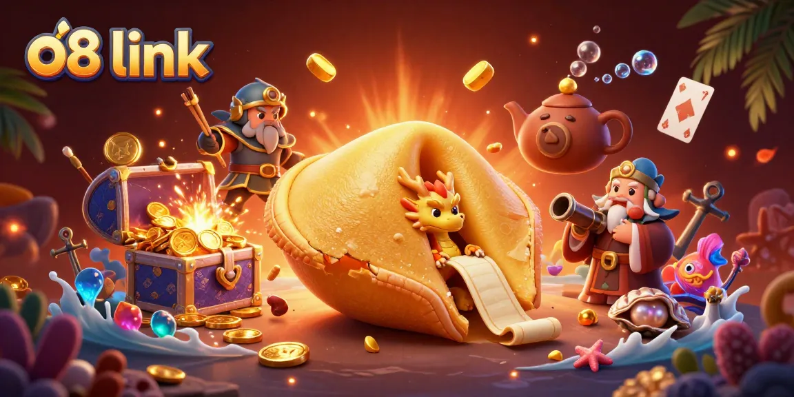 Engage with vibrant gaming adventures at O8 link featuring fortune cookie and treasure elements.