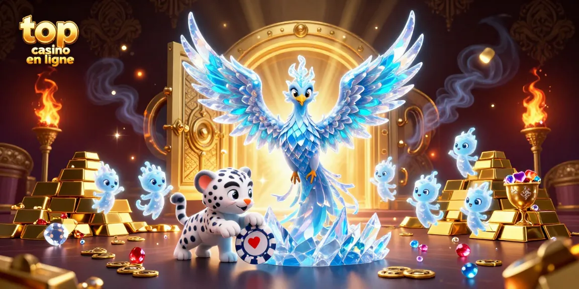 Découvrez les trésors des jeux au top casino en ligne avec un phénix glacé et un léopard des neiges.