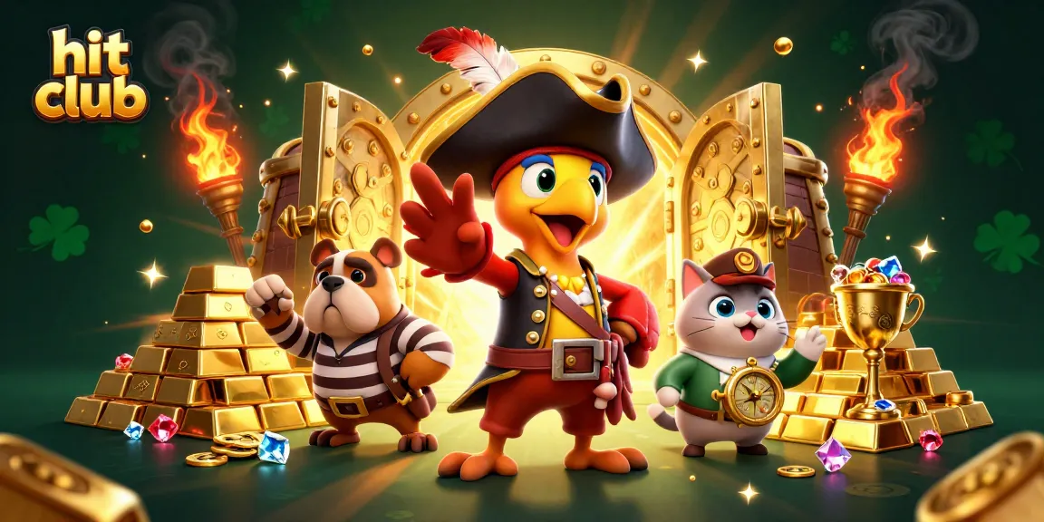 Join the hit club adventure in a vibrant 3D casino scene filled with treasure and excitement.