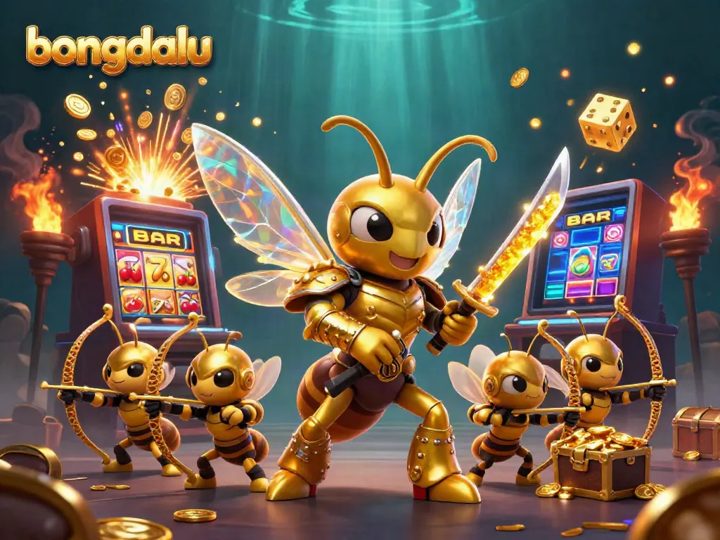 Bongdalu offers an engaging visual scene featuring a golden hornet samurai promoting a vibrant casino experience.