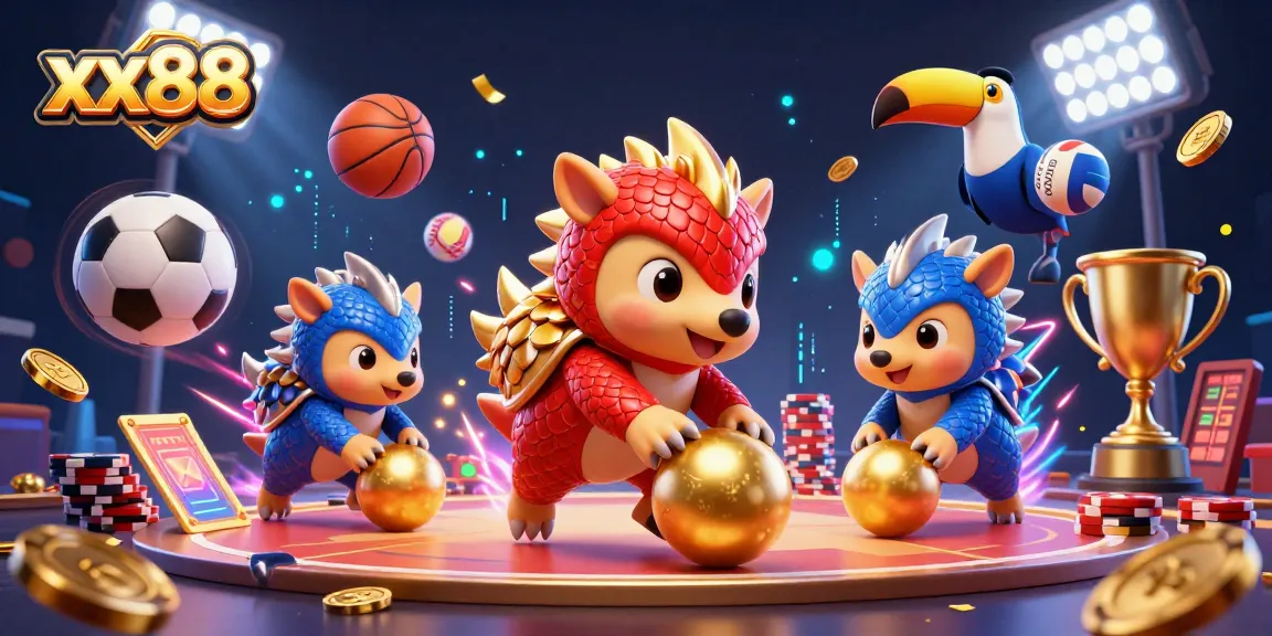 xx88 pangolins in armor compete, rolling through poker chips in a casino scene.