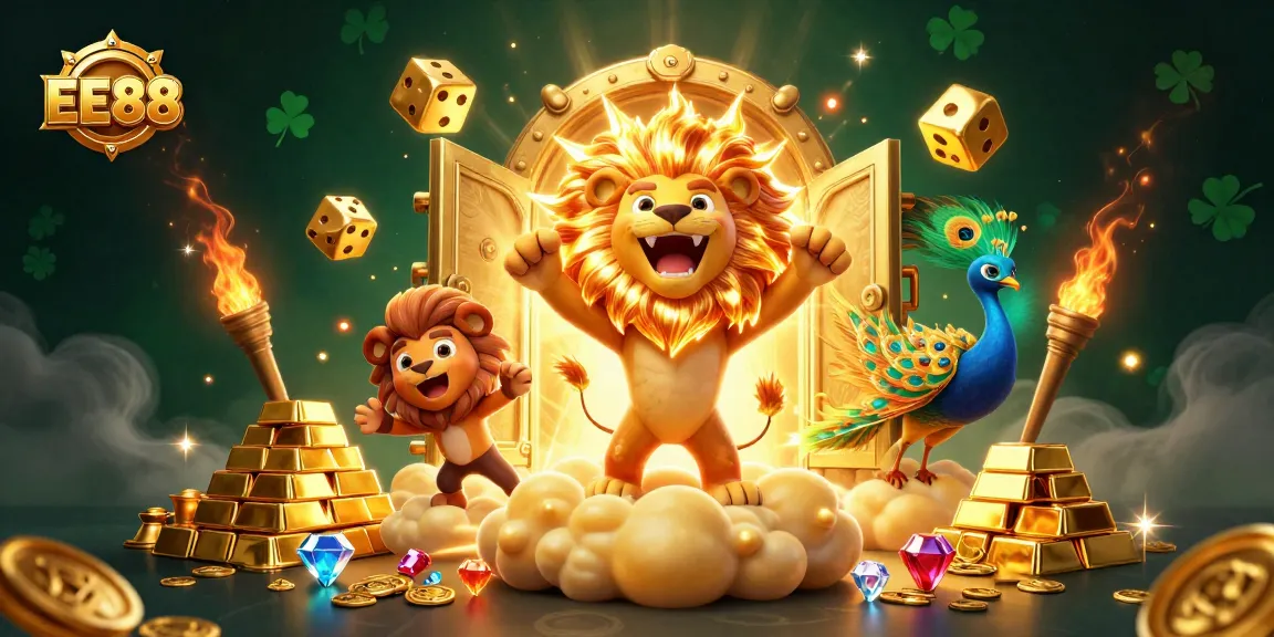 Join EE88 for an exhilarating casino adventure with vibrant characters and treasures.