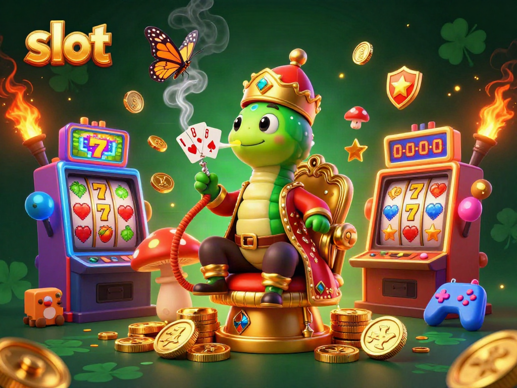 Spin the slot machines with vibrant reels in this exciting casino scene showcasing luck and fun.