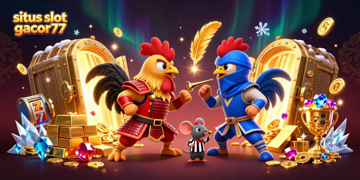 Experience excitement at situs slot gacor77 with dynamic fighting roosters and gleaming casino treasures.