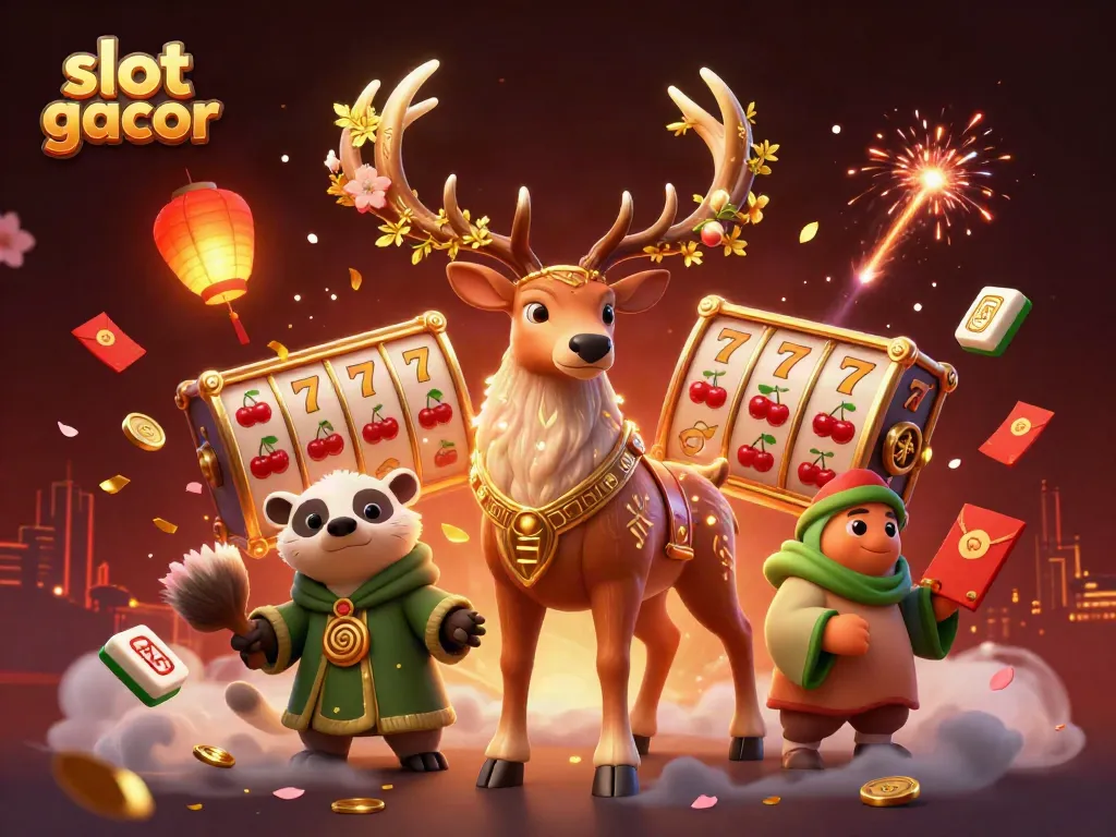 Experience thrilling wins with slot gacor reels and enchanting characters in a vibrant 3D illustration.