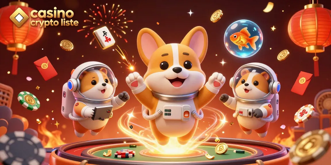 Profitez d'une expérience immersive sur la liste de casinos crypto, avec un corgi astronaute dans l'espace.