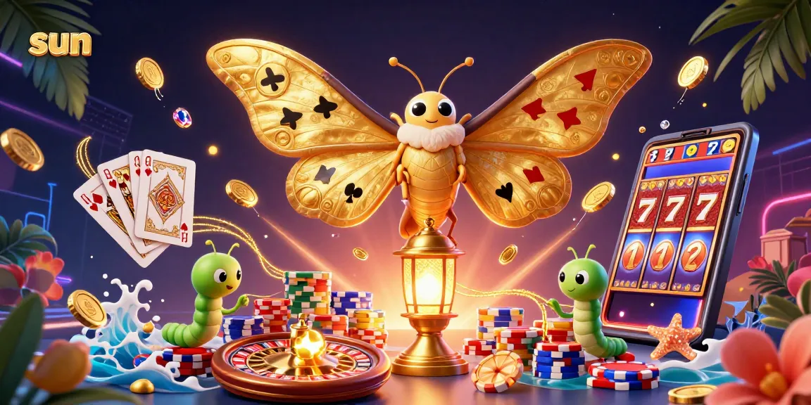 Engage in thrilling casino action with sun, showcasing vibrant slots and golden games.