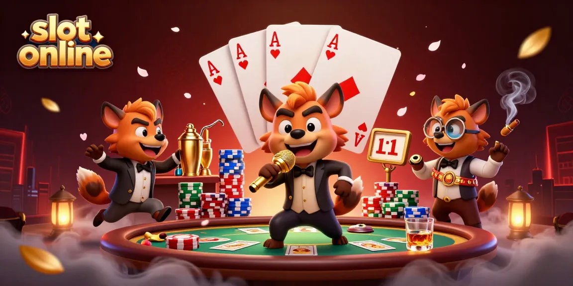 Slot online dengan karakter hyena beraksi di casino, menciptakan momen menghibur.