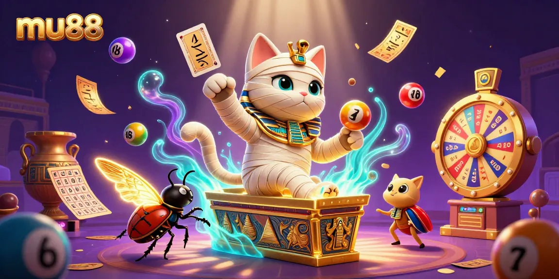 Experience the thrill of mu88 with dynamic lottery balls and an enchanting casino scene.