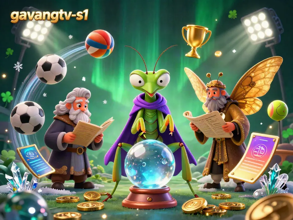 Experience the thrill of betting with gavangtv-s1, where mystical fortune tellers and sports elements come alive in a vibrant illustration.