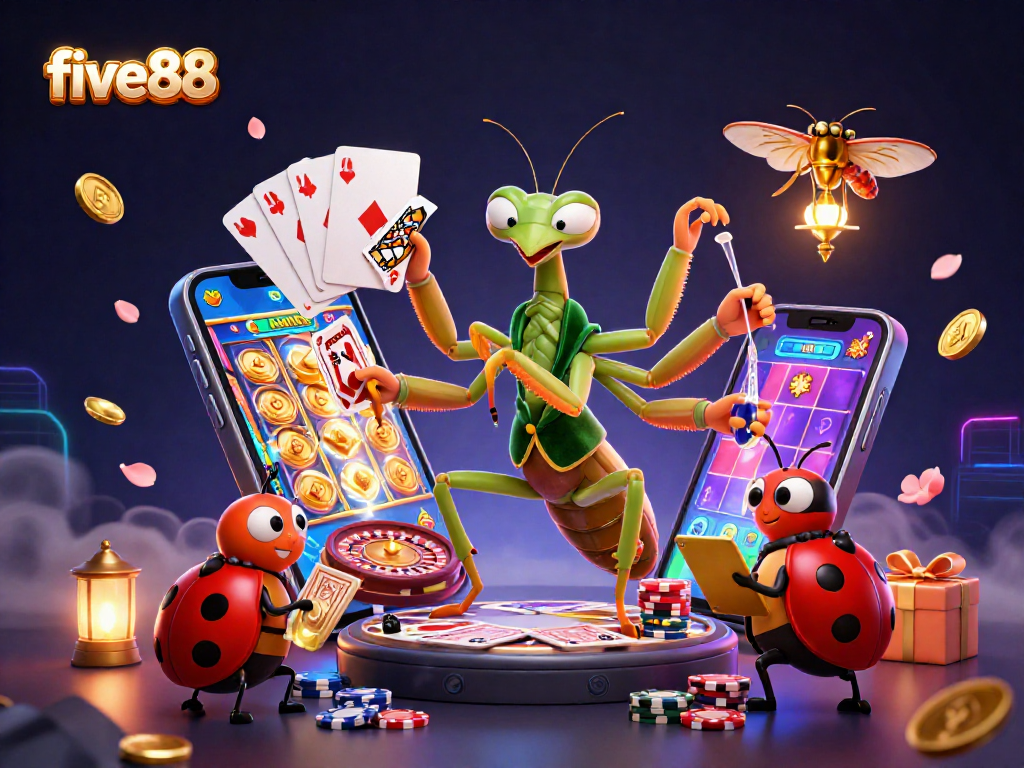 Experience five88 exciting gameplay with a vibrant casino scene showcasing dynamic characters and gaming elements.