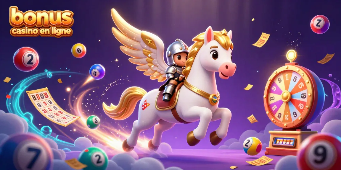Profitez du bonus casino en ligne avec une illustration captivante de jeux dynamiques et colorés.