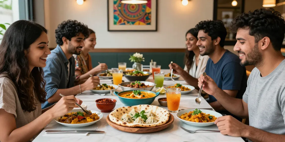 Experience the flavors of rokok 88 with friends enjoying authentic curry and momo in a vibrant restaurant setting.