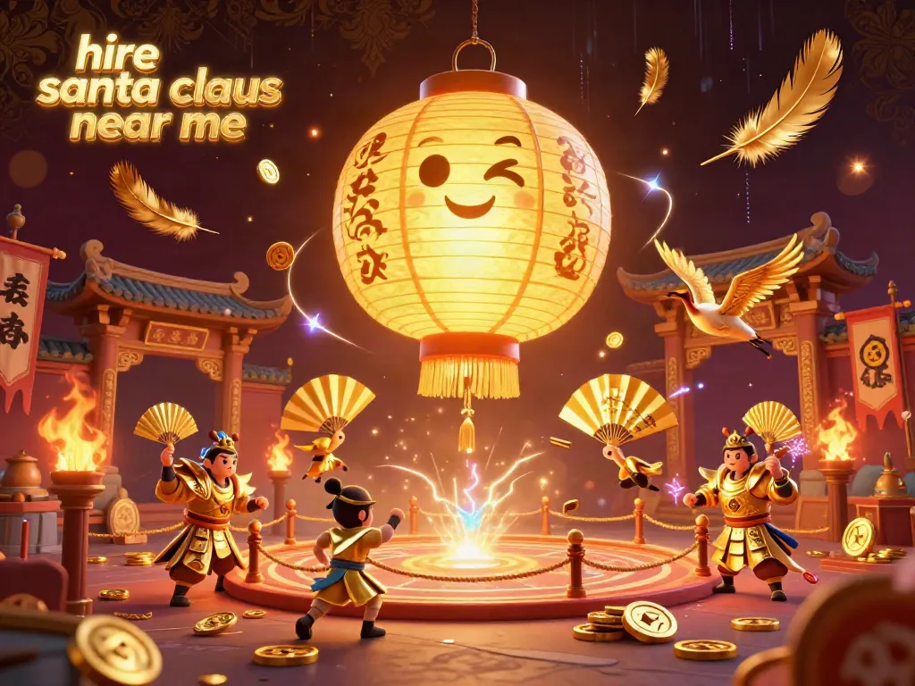 Hire Santa Claus near me by engaging interactive 3D spirits in a vibrant casino scene.