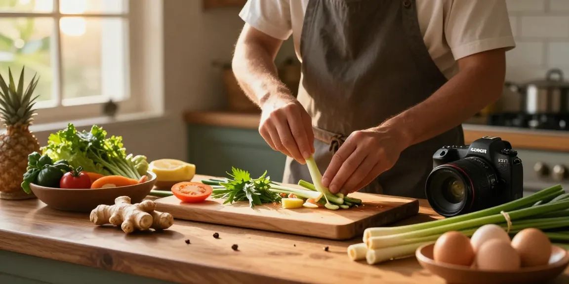 Delicious cooking with fresh ingredients in a rustic kitchen, showcasing the health benefits of สล็อตเว็บตรง food.
