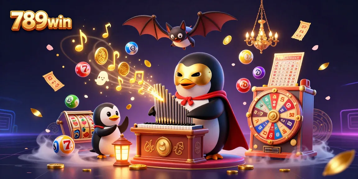 Play thrilling games at 789win, surrounded by vibrant casino elements in a lively scene.