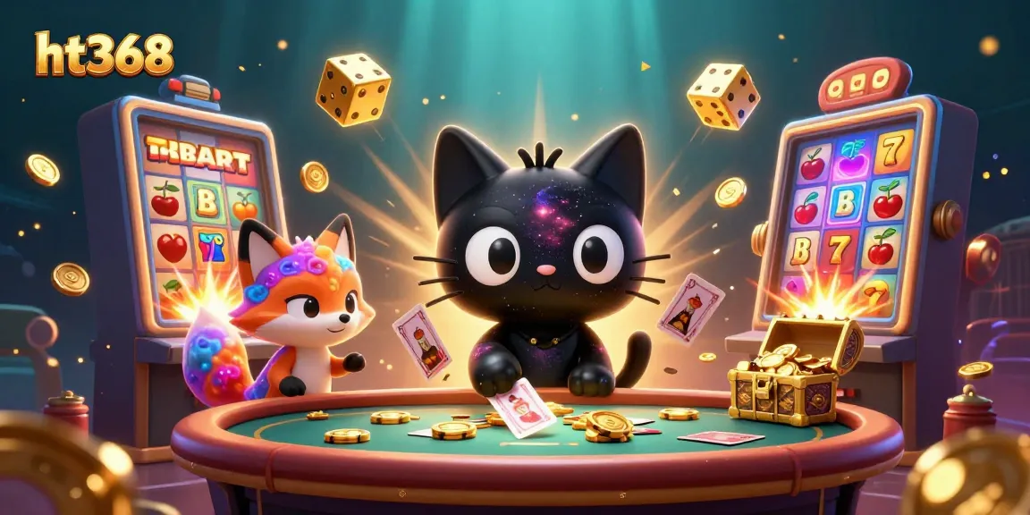 ht368 pulls poker chips into a cosmic casino with a black hole cat and nebula fox