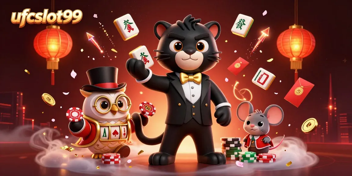 Experience thrilling slots gameplay with ufcslot99 in this vibrant 3D casino illustration.