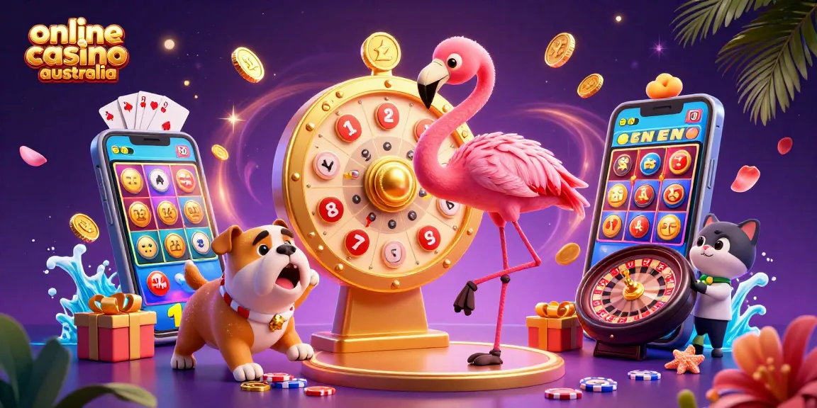 Play and win at online casino Australia with vibrant graphics and engaging characters spinning prizes!