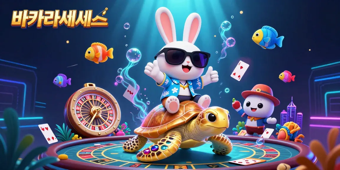 바카라사이트에서의 화려한 바카라 장면을 보여주는 3D 일러스트.
