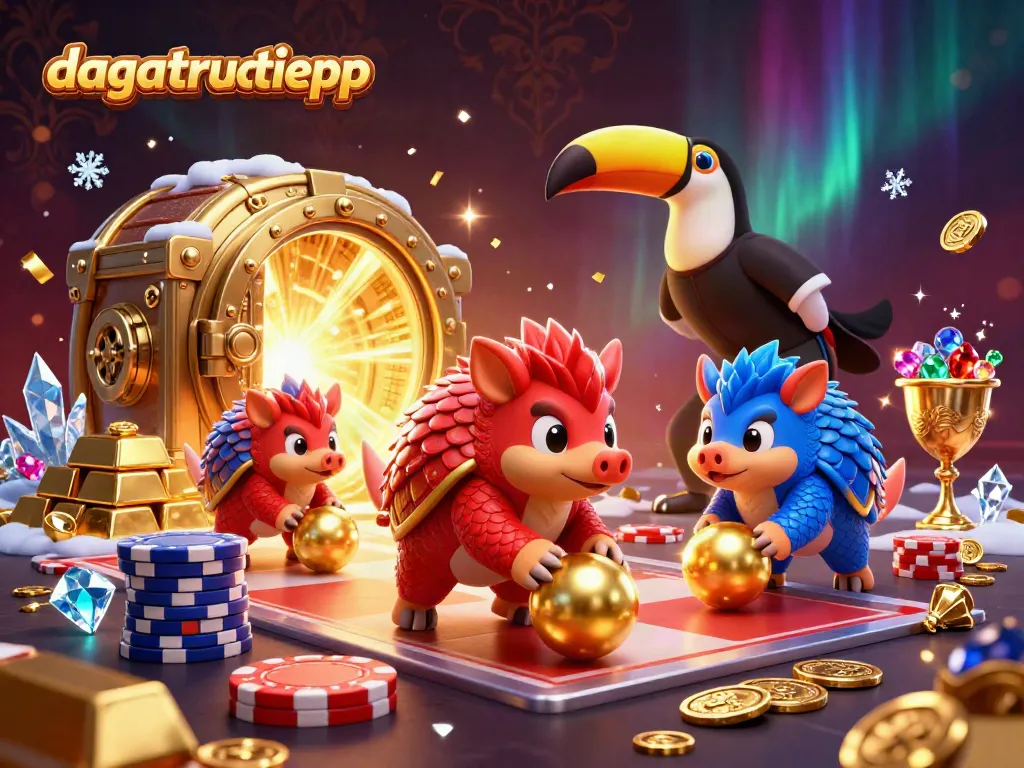 Cheer on dagatructiepp as rival pangolins roll poker chips in a vibrant casino scene.