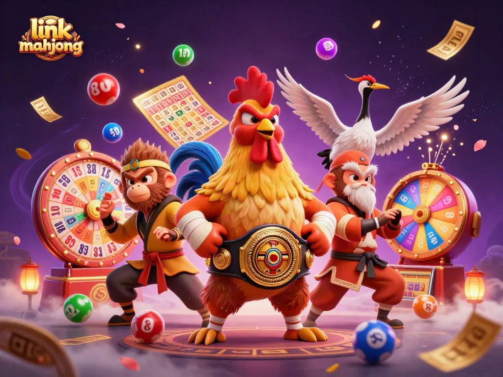 Experience the thrill of link mahjong with vibrant gameplay elements and energetic characters in a dynamic casino setting.