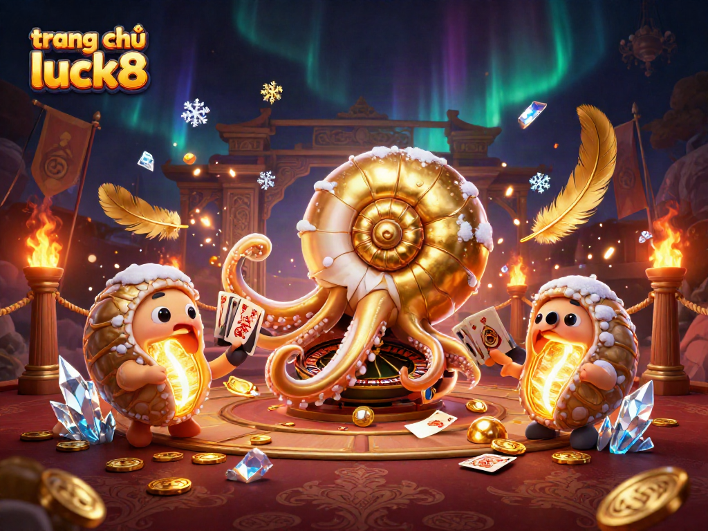 Join the excitement at trang chủ luck8 with a vibrant 3D casino illustration showcasing games and golden treasures.