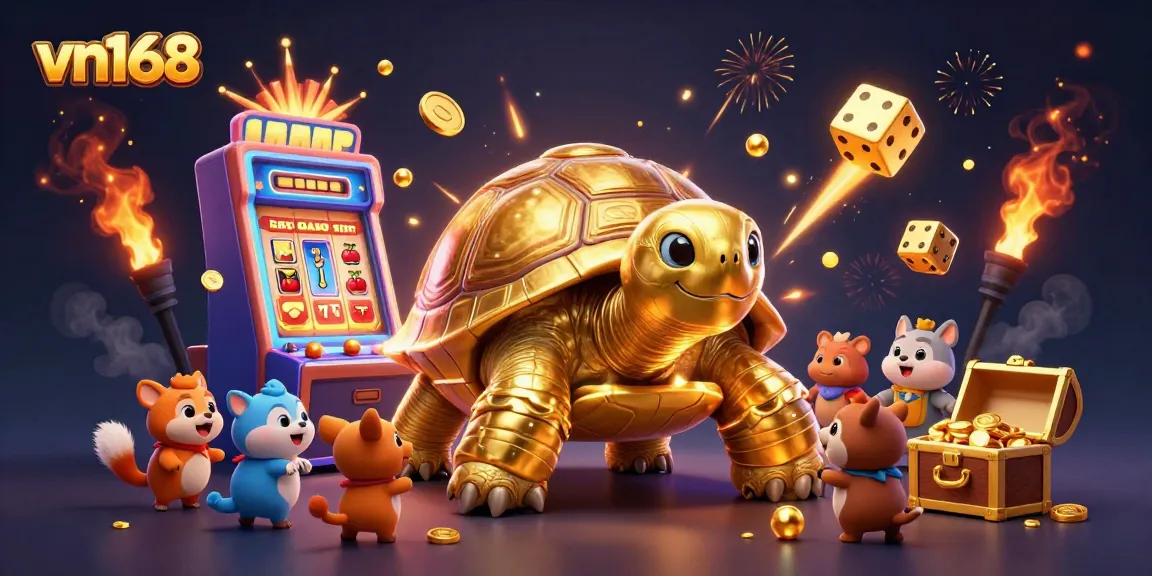 Engage with vn168's thrilling slot games and jackpots in a colorful casino scene