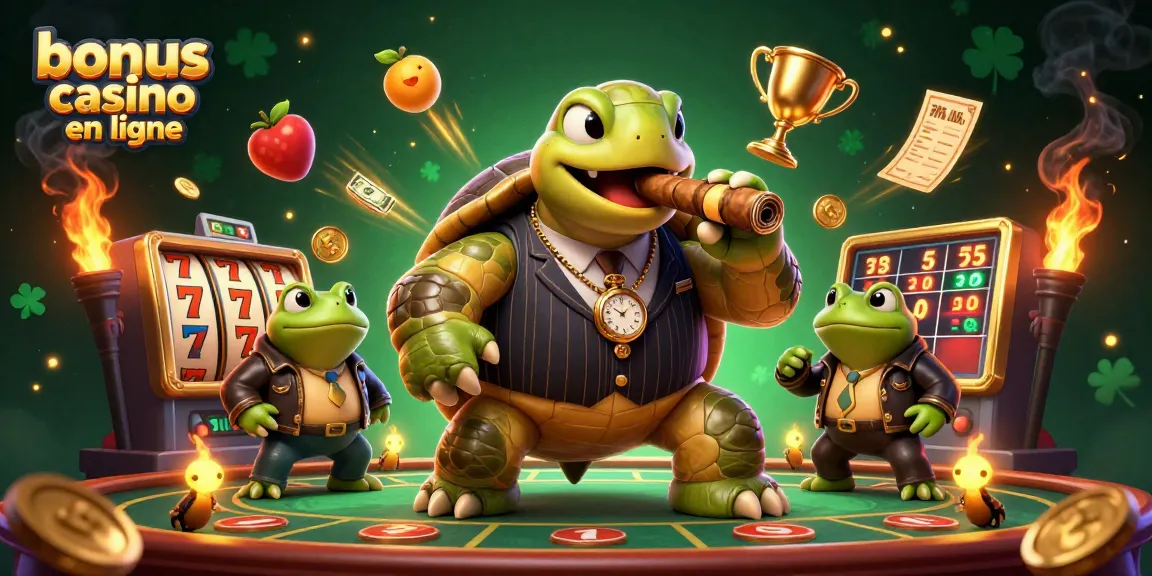 Obtenez un bonus de casino en ligne captivant avec cette scène de jeu colorée et dynamique.
