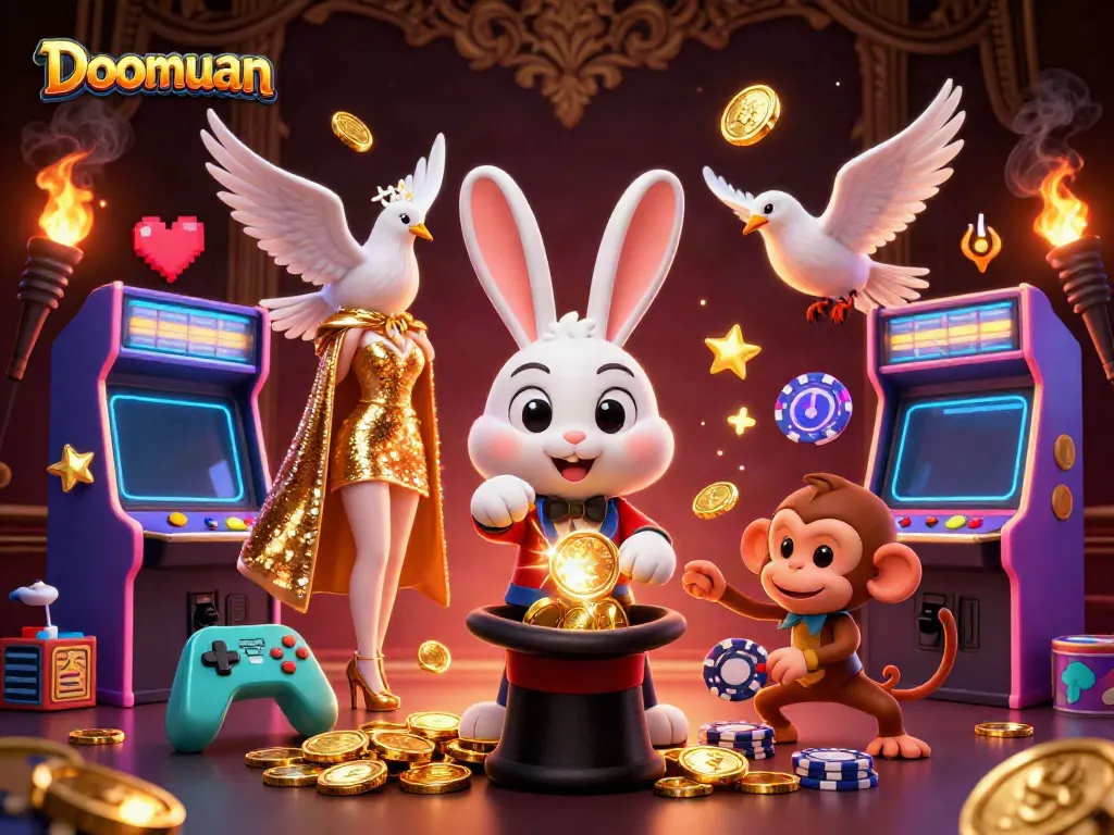 Doomuan offers a magical casino experience highlighted by a rabbit pulling gold coins, thrilling players worldwide.
