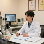 Patient receiving information on ICL treatment at SNU Eye Clinic.